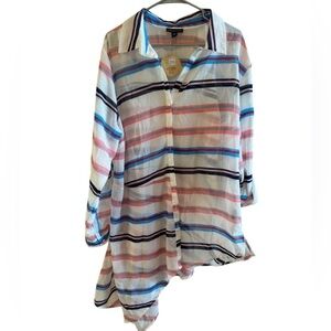 Thread Story Plus Asymmetrical Shear Striped Top Sz 3X